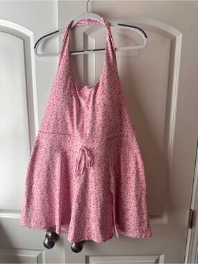 Blogilates 2X Halter Pink Floral Game Set Match Dress
